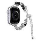 For Apple Watch SE 2023 44mm Pearl Bracelet Metal Watch Band(Silver Black) - 1