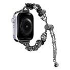 For Apple Watch Series 9 45mm Pearl Bracelet Metal Watch Band(Black) - 1