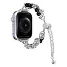 For Apple Watch Series 9 45mm Pearl Bracelet Metal Watch Band(Silver Black) - 1