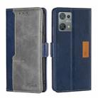 For Blackview Oscal C30 Contrast Color Side Buckle Leather Phone Case(Blue + Grey) - 1