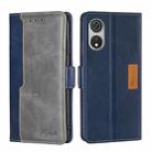 For CUBOT P60 Contrast Color Side Buckle Leather Phone Case(Blue + Grey) - 1