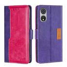 For CUBOT P60 Contrast Color Side Buckle Leather Phone Case(Purple + Rose Red) - 1