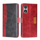 For CUBOT P60 Contrast Color Side Buckle Leather Phone Case(Red + Black) - 1