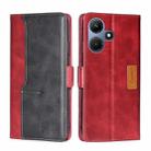 For Infinix Hot 30i 4G Contrast Color Side Buckle Leather Phone Case(Red + Black) - 1