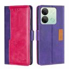For Infinix Smart 7 HD Contrast Color Side Buckle Leather Phone Case(Purple + Rose Red) - 1