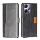 For Infinix Hot 30 Play 4G Contrast Color Side Buckle Leather Phone Case(Black + Grey) - 1