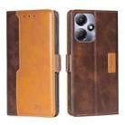 For Infinix Hot 30 Play 4G Contrast Color Side Buckle Leather Phone Case(Dark Brown + Gold) - 1