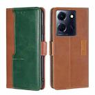 For Infinix Note 30 5G Contrast Color Side Buckle Leather Phone Case(Light Brown + Green) - 1