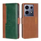 For Infinix Note 30 VIP 5G Contrast Color Side Buckle Leather Phone Case(Light Brown + Green) - 1