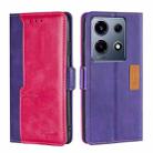 For Infinix Note 30 VIP 5G Contrast Color Side Buckle Leather Phone Case(Purple + Rose Red) - 1
