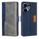 For Infinix Hot 40i Contrast Color Side Buckle Leather Phone Case(Blue + Grey) - 1