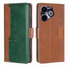 For Infinix Hot 40i Contrast Color Side Buckle Leather Phone Case(Light Brown + Green) - 1