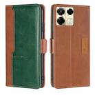 For Infinix Note 40 Pro 5G Contrast Color Side Buckle Leather Phone Case(Light Brown + Green) - 1