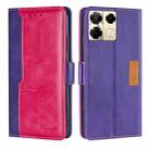 For Infinix Note 40 Pro 5G Contrast Color Side Buckle Leather Phone Case(Purple + Rose Red) - 1