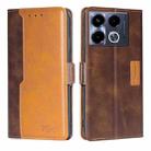 For Infinix Note 40 4G Contrast Color Side Buckle Leather Phone Case(Dark Brown + Gold) - 1