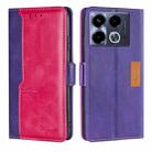 For Infinix Note 40 4G Contrast Color Side Buckle Leather Phone Case(Purple + Rose Red) - 1