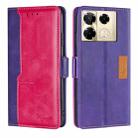 For Infinix Note 40 Pro 4G Contrast Color Side Buckle Leather Phone Case(Purple + Rose Red) - 1