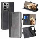 For Infinix Note 50 4G Contrast Color Side Buckle Leather Phone Case(Black + Grey) - 1