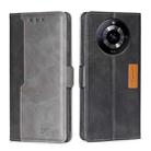 For Realme 11 5G Contrast Color Side Buckle Leather Phone Case(Black + Grey) - 1