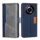 For Realme 11 5G Contrast Color Side Buckle Leather Phone Case(Blue + Grey) - 1