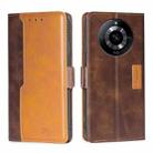 For Realme 11 5G Contrast Color Side Buckle Leather Phone Case(Dark Brown + Gold) - 1