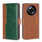 For Realme 11 5G Contrast Color Side Buckle Leather Phone Case(Light Brown + Green) - 1