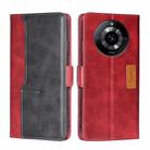 For Realme 11 5G Contrast Color Side Buckle Leather Phone Case(Red + Black) - 1