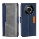 For Realme 11 Pro / 11 Pro+ 5G Contrast Color Side Buckle Leather Phone Case(Blue + Grey) - 1