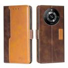 For Realme 11 Pro / 11 Pro+ 5G Contrast Color Side Buckle Leather Phone Case(Dark Brown + Gold) - 1