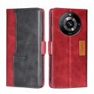 For Realme 11 Pro / 11 Pro+ 5G Contrast Color Side Buckle Leather Phone Case(Red + Black) - 1