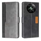 For Realme 12 5G Contrast Color Side Buckle Leather Phone Case(Black + Grey) - 1