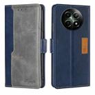 For Realme 12 5G Contrast Color Side Buckle Leather Phone Case(Blue + Grey) - 1