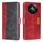 For Realme 12 5G Contrast Color Side Buckle Leather Phone Case(Red + Black) - 1