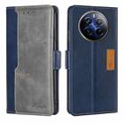 For Realme 12 Pro 5G Contrast Color Side Buckle Leather Phone Case(Blue + Grey) - 1