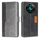 For Realme 12+ 5G Contrast Color Side Buckle Leather Phone Case(Black + Grey) - 1