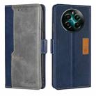 For Realme 12+ 5G Contrast Color Side Buckle Leather Phone Case(Blue + Grey) - 1