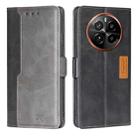 For Realme GT5 Pro 5G Contrast Color Side Buckle Leather Phone Case(Black + Grey) - 1