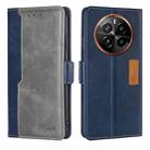 For Realme GT5 Pro 5G Contrast Color Side Buckle Leather Phone Case(Blue + Grey) - 1