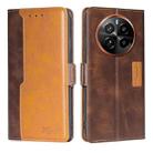 For Realme GT5 Pro 5G Contrast Color Side Buckle Leather Phone Case(Dark Brown + Gold) - 1