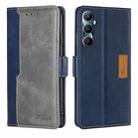 For Realme C65 4G Contrast Color Side Buckle Leather Phone Case(Blue + Grey) - 1