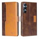 For Realme C65 4G Contrast Color Side Buckle Leather Phone Case(Dark Brown + Gold) - 1