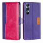 For Realme C65 4G Contrast Color Side Buckle Leather Phone Case(Purple + Rose Red) - 1