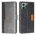 For Realme C61 4G Contrast Color Side Buckle Leather Phone Case(Black + Grey) - 1