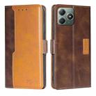 For Realme C61 4G Contrast Color Side Buckle Leather Phone Case(Dark Brown + Gold) - 1