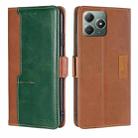 For Realme C61 4G Contrast Color Side Buckle Leather Phone Case(Light Brown + Green) - 1