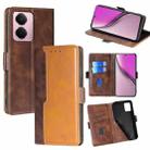 For Realme P3 Pro 5G Global Contrast Color Side Buckle Leather Phone Case(Dark Brown + Gold) - 1