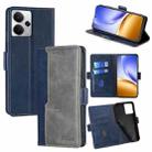 For Realme 14 5G Global Contrast Color Side Buckle Leather Phone Case(Blue + Grey) - 1