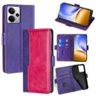 For Realme 14 5G Global Contrast Color Side Buckle Leather Phone Case(Purple + Rose Red) - 1