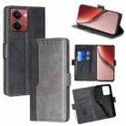 For Realme P3 Ultra 5G Contrast Color Side Buckle Leather Phone Case(Black + Grey) - 1