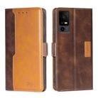 For TCL 40 XE 5G / 40X 5G T601D Contrast Color Side Buckle Leather Phone Case(Dark Brown + Gold) - 1